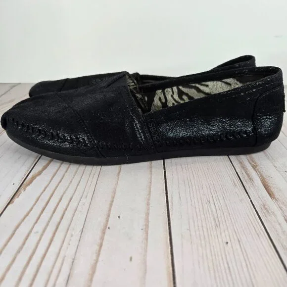 BOBS From Skechers Women's Luxe Rain Dance Black Slip On Flats Size 11 in Black - Picture 6 of 14